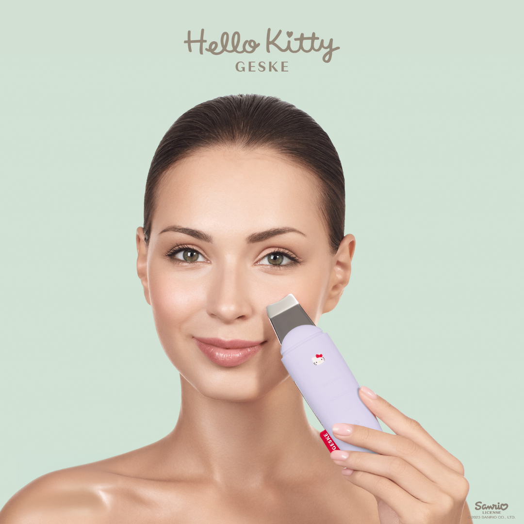 Hello Kitty Geske SmartAppGuided™ MicroCurrent Skin Scrubber &amp; Blackhead Remover | 9 in 1