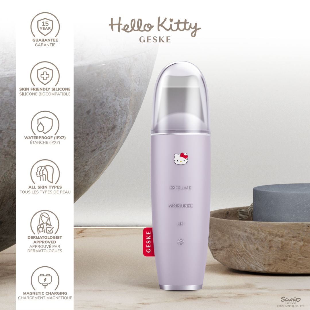 Hello Kitty Geske SmartAppGuided™ MicroCurrent Skin Scrubber &amp; Blackhead Remover | 9 in 1