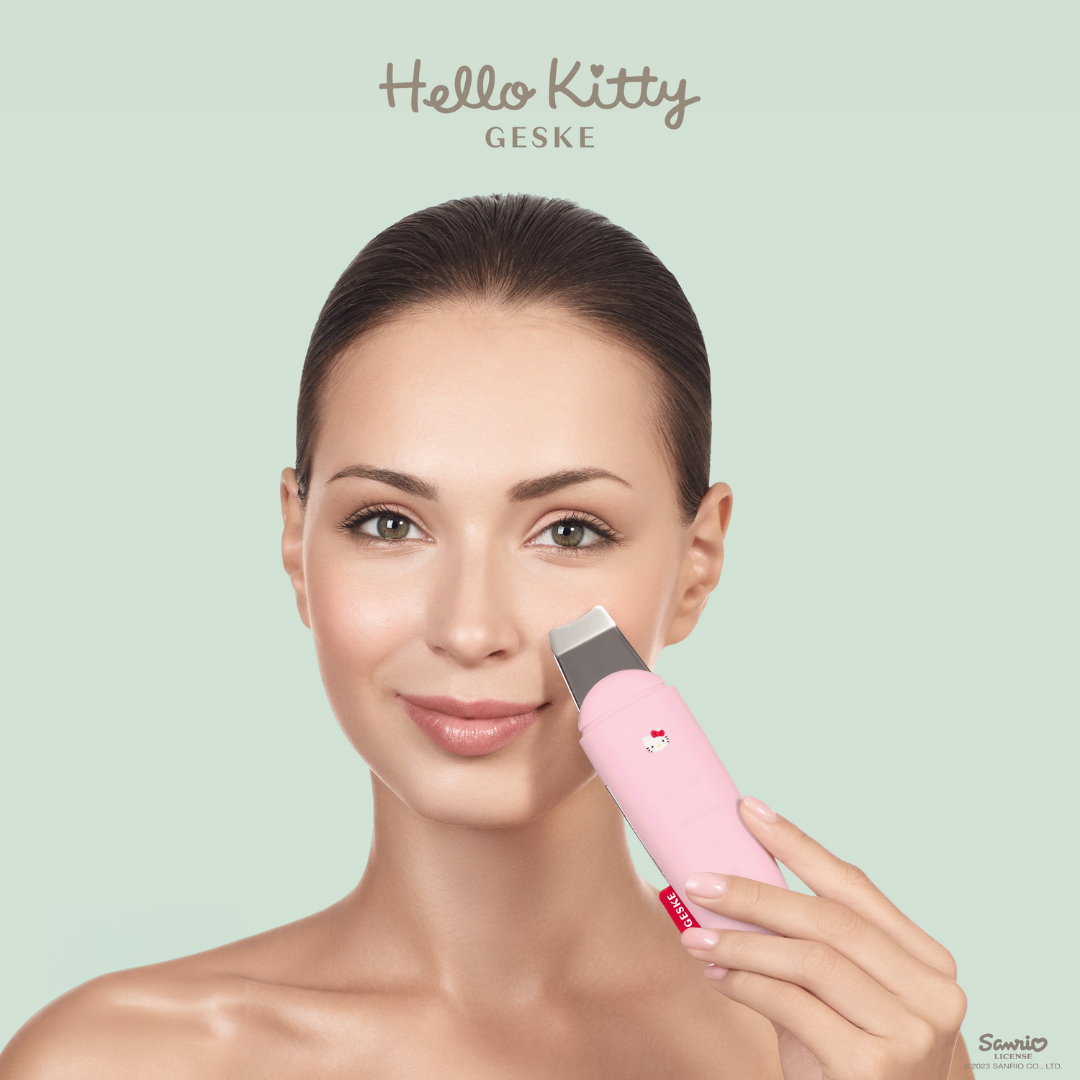 Hello Kitty Geske SmartAppGuided™ MicroCurrent Skin Scrubber &amp; Blackhead Remover | 9 in 1