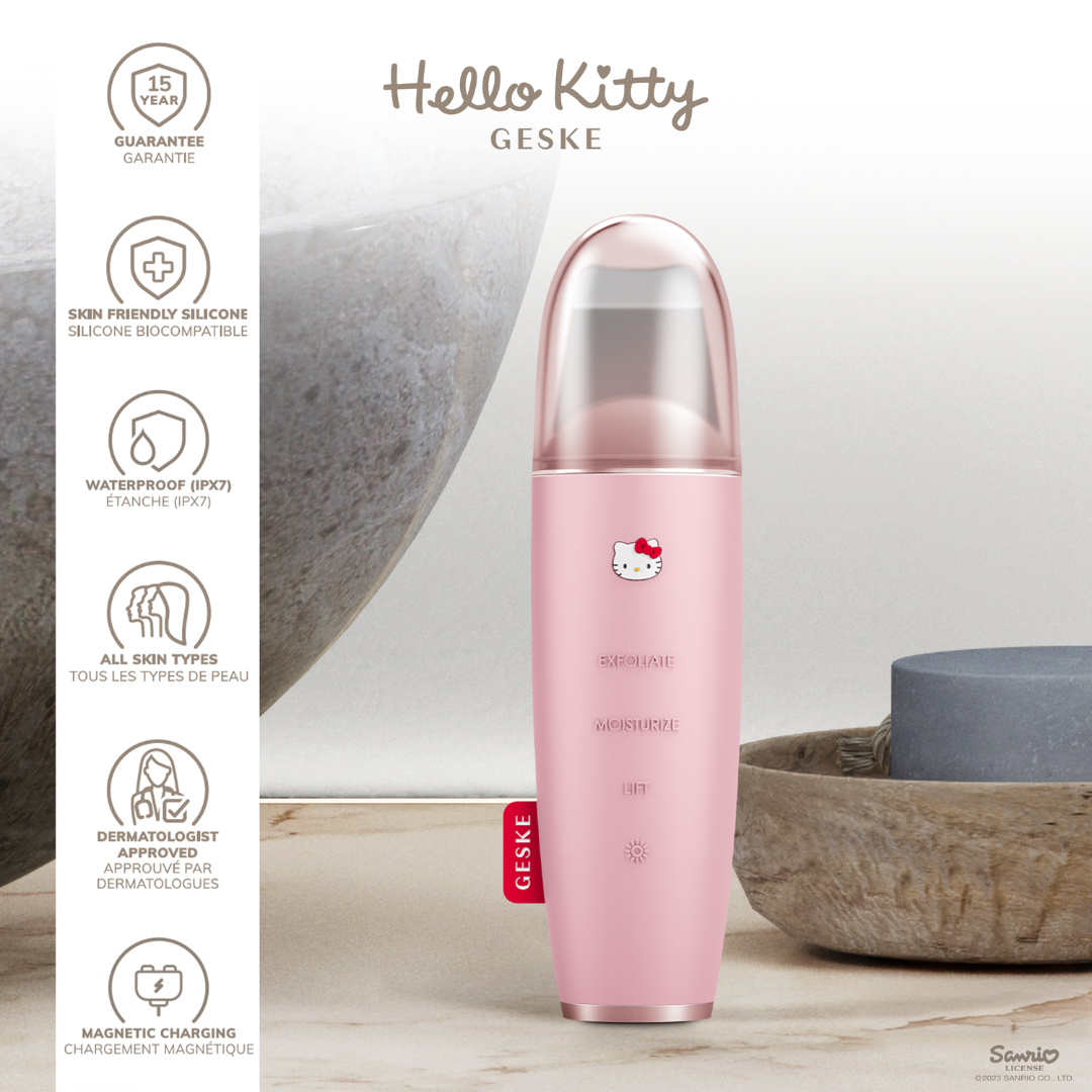 Hello Kitty Geske SmartAppGuided™ MicroCurrent Skin Scrubber &amp; Blackhead Remover | 9 in 1